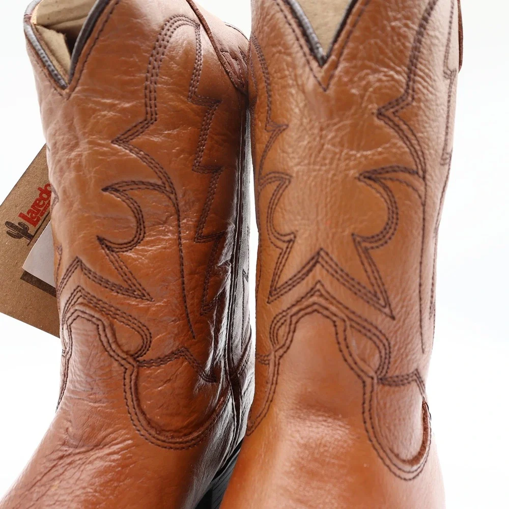 Laredo Vintage J Toe Western Boots Kids 2.5 Brown Leather NWT Deadstock
